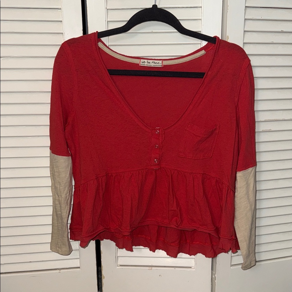Free People Pink and Tan Layered Blouse